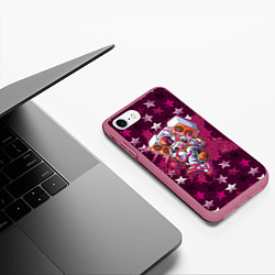 Чехол iPhone 7/8 матовый Бумбокс в космических звездах, цвет: 3D-малиновый — фото 2