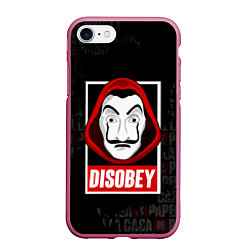 Чехол iPhone 7/8 матовый LA CASA DE PAPEL DISOBEY БУМАЖНЫЙ ДОМ, цвет: 3D-малиновый