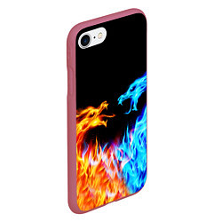 Чехол iPhone 7/8 матовый FIRE DRAGONS ОГНЕННЫЕ ДРАКОНЫ, цвет: 3D-малиновый — фото 2