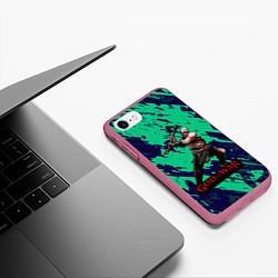 Чехол iPhone 7/8 матовый Год оф Вар Кратос с топаром, цвет: 3D-малиновый — фото 2