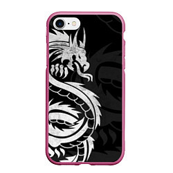 Чехол iPhone 7/8 матовый ЯПОНСКИЙ БЕЛЫЙ ДРАКОН JAPAN WHITE DRAGON, цвет: 3D-малиновый