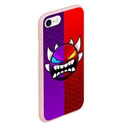 Чехол iPhone 7/8 матовый Geometry Dash: Violet x Red, цвет: 3D-светло-розовый — фото 2