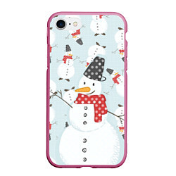 Чехол iPhone 7/8 матовый Снежный снеговик, цвет: 3D-малиновый