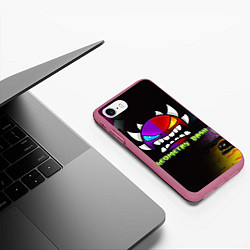 Чехол iPhone 7/8 матовый Geometry Dash: Demon Art, цвет: 3D-малиновый — фото 2