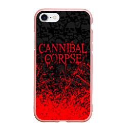 Чехол iPhone 7/8 матовый CANNIBAL CORPSE, БРЫЗГИ КРАСОК ЧЕРЕПА, цвет: 3D-светло-розовый