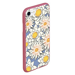 Чехол iPhone 7/8 матовый Растение Ромашки, цвет: 3D-малиновый — фото 2
