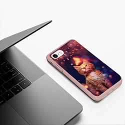 Чехол iPhone 7/8 матовый РЫЖИЙ КОТ И БАБОЧКА, цвет: 3D-светло-розовый — фото 2