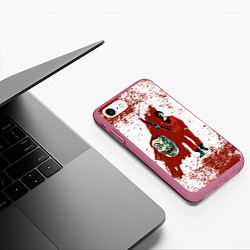Чехол iPhone 7/8 матовый БУМАЖНЫЙ ДОМ КРАСКА- LA CASA DE PAPEL BELLA CIAO, цвет: 3D-малиновый — фото 2