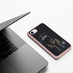 Чехол iPhone 7/8 матовый Девочка в маске, цвет: 3D-светло-розовый — фото 2