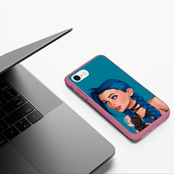 Чехол iPhone 7/8 матовый Красотка Джинкс, цвет: 3D-малиновый — фото 2