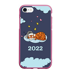 Чехол iPhone 7/8 матовый Спящий тигр на облаке, цвет: 3D-малиновый