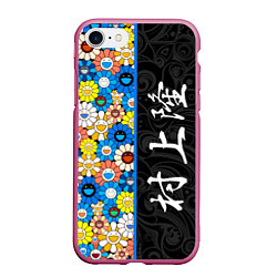 Чехол iPhone 7/8 матовый Такаси Мураками Иероглифами, цвет: 3D-малиновый