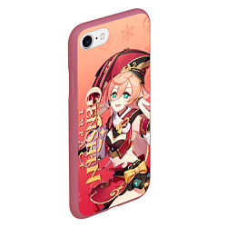 Чехол iPhone 7/8 матовый Genshin Impact - Yanfei, цвет: 3D-малиновый — фото 2