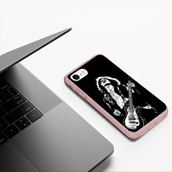 Чехол iPhone 7/8 матовый Джимми Пэйдж Art, цвет: 3D-светло-розовый — фото 2