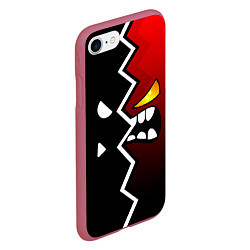 Чехол iPhone 7/8 матовый Geometry Dash: Black x Red, цвет: 3D-малиновый — фото 2