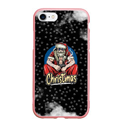 Чехол iPhone 7/8 матовый Merry Christmas Santa с пистолетом, цвет: 3D-баблгам