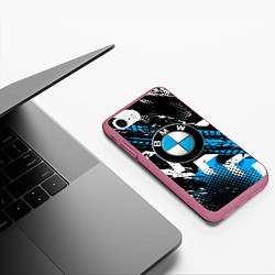 Чехол iPhone 7/8 матовый Следы от шин BMW, цвет: 3D-малиновый — фото 2