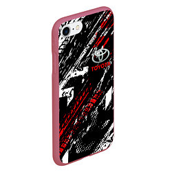 Чехол iPhone 7/8 матовый Toyota - Следы шин, цвет: 3D-малиновый — фото 2