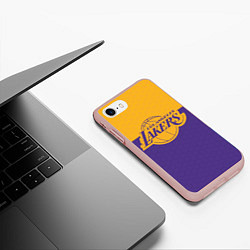 Чехол iPhone 7/8 матовый LAKERS LINE HEXAGON SPORT, цвет: 3D-светло-розовый — фото 2