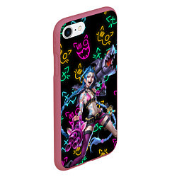 Чехол iPhone 7/8 матовый JINX ARCANE NEON MEOW! LOL, цвет: 3D-малиновый — фото 2