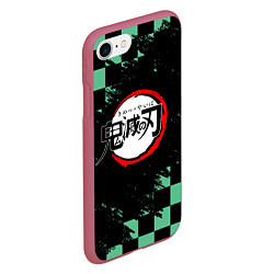 Чехол iPhone 7/8 матовый ТАНДЖИРО, KIMETSU NO YAIBA LOGO, цвет: 3D-малиновый — фото 2