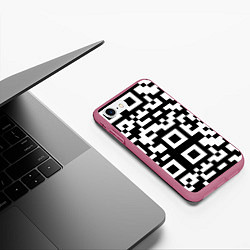 Чехол iPhone 7/8 матовый Qr codeкуаркод, цвет: 3D-малиновый — фото 2