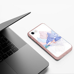 Чехол iPhone 7/8 матовый Разноцветные пастельные оттенки гор в отражении во, цвет: 3D-светло-розовый — фото 2