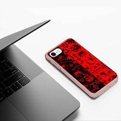 Чехол iPhone 7/8 матовый THE WITCHER LOGOBOMBING BLACK RED, цвет: 3D-светло-розовый — фото 2