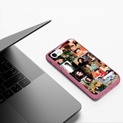 Чехол iPhone 7/8 матовый Тимоти цветной коллаж, цвет: 3D-малиновый — фото 2