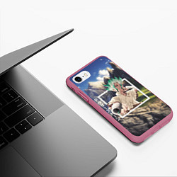 Чехол iPhone 7/8 матовый Доктор Стоун Dr Stone, Сэнку Ишигами Ishigami Senk, цвет: 3D-малиновый — фото 2