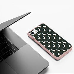 Чехол iPhone 7/8 матовый Гуси паттерн, цвет: 3D-светло-розовый — фото 2