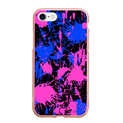 Чехол iPhone 7/8 матовый НЕОНОВЫЕ БРЫЗГИ КРАСОК, ЯРКИЕ КРАСКИ, цвет: 3D-светло-розовый