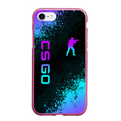 Чехол iPhone 7/8 матовый CS GO NEON SYMBOL STYLE SKIN КС ГО НЕОН, цвет: 3D-малиновый