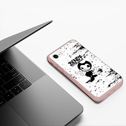 Чехол iPhone 7/8 матовый Bendy and the ink machine - Black & White, цвет: 3D-светло-розовый — фото 2