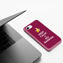 Чехол iPhone 7/8 матовый Keep calm and go banana, цвет: 3D-малиновый — фото 2