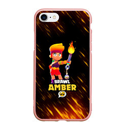 Чехол iPhone 7/8 матовый Brawl Stars - Amber, цвет: 3D-светло-розовый