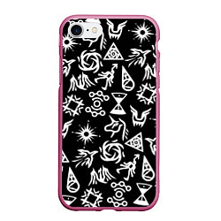 Чехол iPhone 7/8 матовый EXO BAND SYMBOL PATTERN WHITE K-POP, цвет: 3D-малиновый