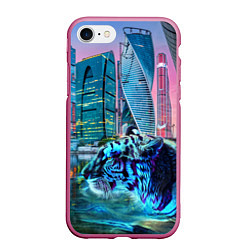 Чехол iPhone 7/8 матовый Плывущий хищник, цвет: 3D-малиновый