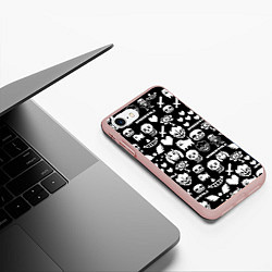 Чехол iPhone 7/8 матовый UNDERTALE PATTERN БЕЛЫЙ, цвет: 3D-светло-розовый — фото 2