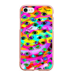 Чехол iPhone 7/8 матовый Психоделические взгляды, цвет: 3D-светло-розовый
