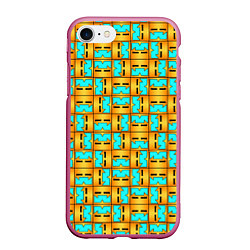 Чехол iPhone 7/8 матовый GEOMETRY DASH CLASSIC FACE PATTERN КЛАССИКА, цвет: 3D-малиновый