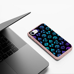 Чехол iPhone 7/8 матовый NEON SYMBOL HERO GENSHIN IMPACT, цвет: 3D-светло-розовый — фото 2