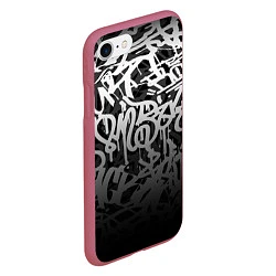 Чехол iPhone 7/8 матовый GRAFFITI WHITE TAGS ГРАФФИТИ, цвет: 3D-малиновый — фото 2