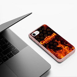 Чехол iPhone 7/8 матовый GENSHIN IMPACT FIRE SYMBOL ОГНЕННАЯ СТИХИЯ, цвет: 3D-светло-розовый — фото 2