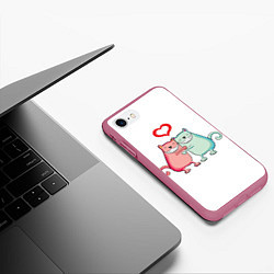Чехол iPhone 7/8 матовый Кошачья любовь, цвет: 3D-малиновый — фото 2