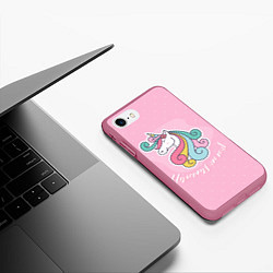 Чехол iPhone 7/8 матовый Unicorns are real, цвет: 3D-малиновый — фото 2