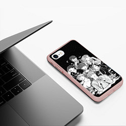 Чехол iPhone 7/8 матовый BTS БТС под звездным небом, вот они слева направо, цвет: 3D-светло-розовый — фото 2