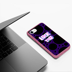 Чехол iPhone 7/8 матовый Фраза - Luck You, цвет: 3D-малиновый — фото 2