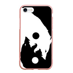 Чехол iPhone 7/8 матовый Волки Инь и Янь Добро и Зло, цвет: 3D-светло-розовый