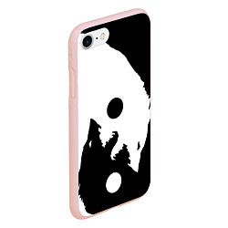 Чехол iPhone 7/8 матовый Волки Инь и Янь Добро и Зло, цвет: 3D-светло-розовый — фото 2